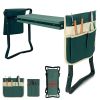 Heavy Duty Foldable Garden Kneeler and Seat Gardening Bench with Two Tool Pouches and 6" Widen Soft Kneeling Pad