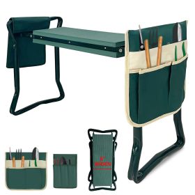 Heavy Duty Foldable Garden Kneeler and Seat Gardening Bench with Two Tool Pouches and 6" Widen Soft Kneeling Pad