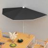 Garden Half Parasol with Pole 70.9"x35.4" Black