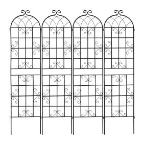 4 Pack Metal Garden Trellis 86.7" x 19.7" Rustproof Trellis for Climbing Plants Outdoor Flower Support Black