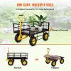 VEVOR Steel Garden Cart, Heavy Duty 1200 lbs Capacity, with Removable Mesh Sides to Convert into Flatbed, Utility Metal Wagon with 2-in-1 Handle and 1