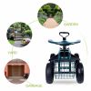 Rolling Garden Cart with Tool Tray & 360 Swivel Work Seat