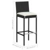 Garden Bar Stools with Cushions 2 pcs Black Poly Rattan