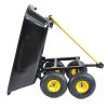 Folding car Poly Garden dump truck with steel frame, 10 inches. Pneumatic tire, black