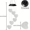 1pc Color Changing LED Solar Power Lamp Heart Wind Chimes Garden Decoration Yard Waterproof LED Light Lighting Hanging Decor (Heart)