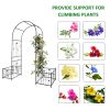 Metal Garden Arch with two plant stands 79.5'' Wide x 86.6'' High Climbing Plants Support Rose Arch Outdoor Black