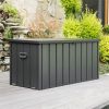 160 Gallon Outdoor Storage Deck Box Waterproof, Large Patio Storage Bin for Outside Cushions, Throw Pillows, Garden Tools, Lockable (Dark Gray)