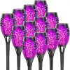 4/8/12pcs/pack Solar Outdoor Lights, 12LED Solar Torch Lights With Flickering Flame For Garden Decor, Mini IP65 Waterproof Landscape Flame Lights For