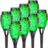 4/8/12pcs/pack Solar Outdoor Lights, 12LED Solar Torch Lights With Flickering Flame For Garden Decor, Mini IP65 Waterproof Landscape Flame Lights For