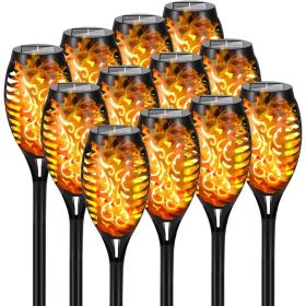 4/8/12pcs/pack Solar Outdoor Lights, 12LED Solar Torch Lights With Flickering Flame For Garden Decor, Mini IP65 Waterproof Landscape Flame Lights For (Color: Yellow Light, size: 12pcs)