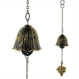 1pc, Creative Japanese Cast Iron Wind Chime Hanging Decoration, Metal Retro Hanging Leaf Bell, Balcony Outdoor Garden Hanging Decoration, Camping Bles (Color: Bronze)