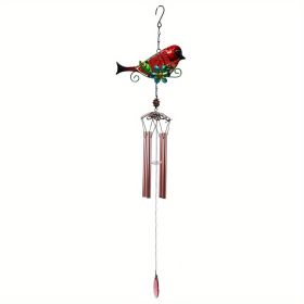 1set, Wind Chimes, Birds, Iron, Glass, Painted Handicrafts, Hanging Pieces, Courtyard Gardens, Metal Aluminum Pipe Hanging Pieces.Comes With S-hook, N (Color: 150Red Bird)