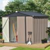 Patio 8ft x6ft Bike Shed Garden Shed; Metal Storage Shed with Lockable Doors; Tool Cabinet with Vents and Foundation Frame for Backyard; Lawn; Garden