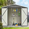 Patio 8ft x6ft Bike Shed Garden Shed; Metal Storage Shed with Adjustable Shelf and Lockable Doors; Tool Cabinet with Vents and Foundation Frame for Ba