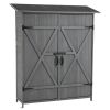 Outdoor Storage Shed with Lockable Door, Wooden Tool Storage Shed with Detachable Shelves and Pitch Roof, Natural/Gray