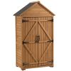 39.56"L x 22.04"W x 68.89"H Outdoor Storage Cabinet Garden Wood Tool Shed Outside Wooden Closet with Shelves and Latch, Gray/Brown