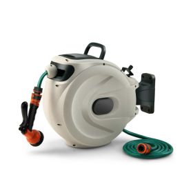 Home & Garden Retractable Hose Reel Wall Mounted With Hose Nozzle (Outlet hose length: 65 ft, Color: As pic show)