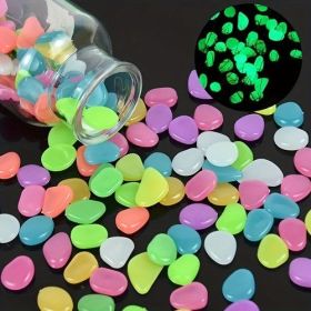 200PCS Pebbles Glowing in The Dark Aquarium Colored Light Rock, Fairy Garden Walkway Decoration Luminous Stone (Color: Multicolor)