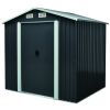 Outdoor Storage Shed, 8' X 6' Galvanized Steel Garden Shed with 4 Vents & Double Sliding Door, Utility Tool Shed Storage House for Backyard, Patio, La