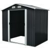 Outdoor Storage Shed, 8' X 6' Galvanized Steel Garden Shed with 4 Vents & Double Sliding Door, Utility Tool Shed Storage House for Backyard, Patio, La