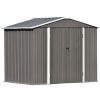 Patio 8ft x6ft Bike Shed Garden Shed; Metal Storage Shed with Adjustable Shelf and Lockable Doors; Tool Cabinet with Vents and Foundation Frame for Ba