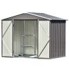 Patio 8ft x6ft Bike Shed Garden Shed; Metal Storage Shed with Adjustable Shelf and Lockable Doors; Tool Cabinet with Vents and Foundation Frame for Ba