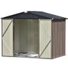 Patio 8ft x6ft Bike Shed Garden Shed; Metal Storage Shed with Lockable Doors; Tool Cabinet with Vents and Foundation Frame for Backyard; Lawn; Garden