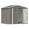 Patio 8ft x6ft Bike Shed Garden Shed; Metal Storage Shed with Adjustable Shelf and Lockable Doors; Tool Cabinet with Vents and Foundation Frame for Ba