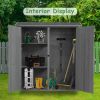 Outdoor Storage Shed with Lockable Door, Wooden Tool Storage Shed with Detachable Shelves and Pitch Roof, Natural/Gray