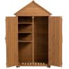 39.56"L x 22.04"W x 68.89"H Outdoor Storage Cabinet Garden Wood Tool Shed Outside Wooden Closet with Shelves and Latch, Gray/Brown