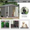 Patio 8ft x6ft Bike Shed Garden Shed; Metal Storage Shed with Adjustable Shelf and Lockable Doors; Tool Cabinet with Vents and Foundation Frame for Ba