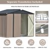 Patio 8ft x6ft Bike Shed Garden Shed; Metal Storage Shed with Adjustable Shelf and Lockable Doors; Tool Cabinet with Vents and Foundation Frame for Ba