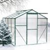 6 x 8 FT Polycarbonate Greenhouse with Roof Vent for Outdoors Gardening Canopy Plants Shed, Silver/Green