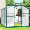 6 x 8 FT Polycarbonate Greenhouse with Roof Vent for Outdoors Gardening Canopy Plants Shed, Silver/Green