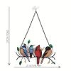 1set, Wrought Iron Bird Ornament Metal Model 4 Birds 7 Birds Pendant Painted Spray Paint Welding Handicraft Window Decoration, Garden Patio Decoration