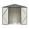 Patio 8ft x6ft Bike Shed Garden Shed; Metal Storage Shed with Adjustable Shelf and Lockable Doors; Tool Cabinet with Vents and Foundation Frame for Ba