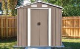 Patio 6ft x4ft Bike Shed Garden Shed; Metal Storage Shed with Lockable Door; Tool Cabinet with Vents and Foundation for Backyard; Lawn; Garden