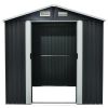 Outdoor Storage Shed, 8' X 6' Galvanized Steel Garden Shed with 4 Vents & Double Sliding Door, Utility Tool Shed Storage House for Backyard, Patio, La