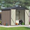 Patio 8ft x6ft Bike Shed Garden Shed; Metal Storage Shed with Lockable Doors; Tool Cabinet with Vents and Foundation Frame for Backyard; Lawn; Garden