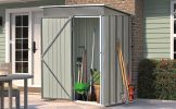 Patio 5ft Wx3ft. L Garden Shed; Metal Lean-to Storage Shed with Lockable Door; Tool Cabinet for Backyard; Lawn; Garden