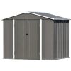 Patio 8ft x6ft Bike Shed Garden Shed; Metal Storage Shed with Adjustable Shelf and Lockable Doors; Tool Cabinet with Vents and Foundation Frame for Ba