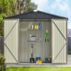 Patio 8ft x6ft Bike Shed Garden Shed; Metal Storage Shed with Adjustable Shelf and Lockable Doors; Tool Cabinet with Vents and Foundation Frame for Ba