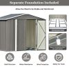 Patio 8ft x6ft Bike Shed Garden Shed; Metal Storage Shed with Adjustable Shelf and Lockable Doors; Tool Cabinet with Vents and Foundation Frame for Ba