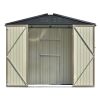 Patio 8ft x6ft Bike Shed Garden Shed; Metal Storage Shed with Adjustable Shelf and Lockable Doors; Tool Cabinet with Vents and Foundation Frame for Ba