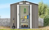 Patio 6ft x4ft Bike Shed Garden Shed; Metal Storage Shed with Adjustable Shelf and Lockable Door; Tool Cabinet with Vents and Foundation for Backyard;